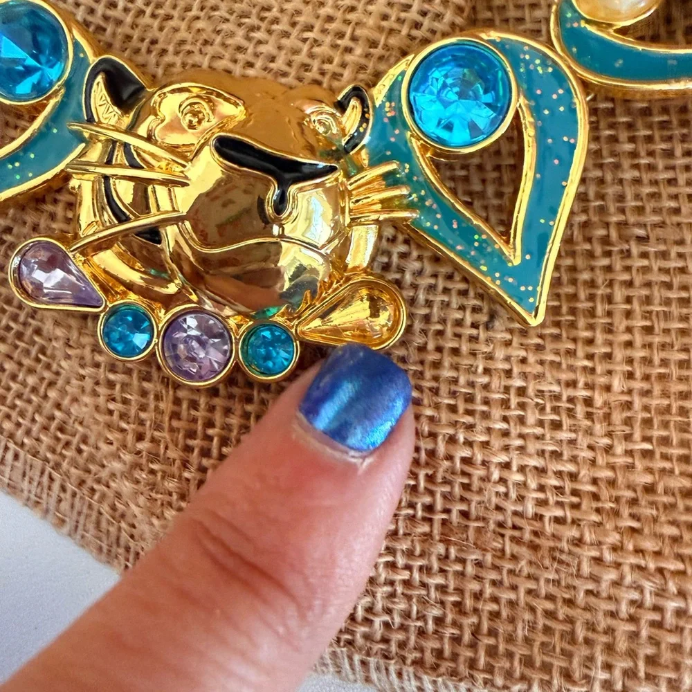 Disney Store London Necklace Princess Jasmine Aladdin Raja Crystal Gold BinBJ